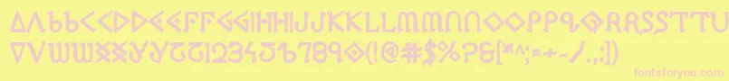 PresleyPressExtrabold-fontti – vaaleanpunaiset fontit keltaisella taustalla