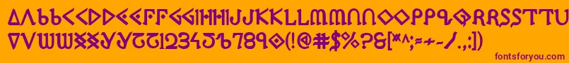 PresleyPressExtrabold-Schriftart – Violette Schriften auf orangefarbenem Hintergrund