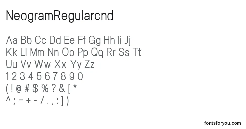 Czcionka NeogramRegularcnd – alfabet, cyfry, specjalne znaki