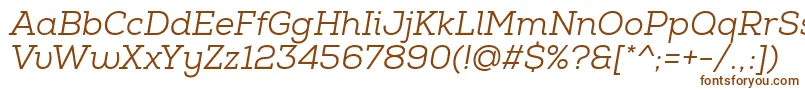 フォントNexaSlabBookItalic – 白い背景に茶色のフォント