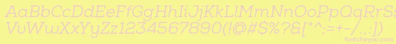 Czcionka NexaSlabBookItalic – różowe czcionki na żółtym tle