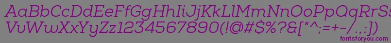 フォントNexaSlabBookItalic – 紫色のフォント、灰色の背景