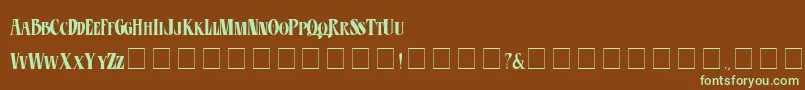 フォントCdEsotericPlain – 緑色の文字が茶色の背景にあります。