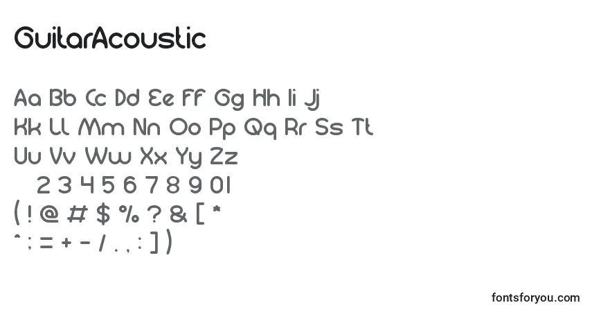 A fonte GuitarAcoustic – alfabeto, números, caracteres especiais