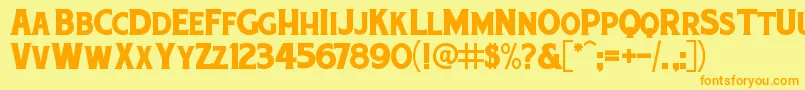 フォントChuckNoon – オレンジの文字が黄色の背景にあります。
