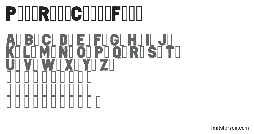 A fonte PunkRockColorFill – alfabeto, números, caracteres especiais