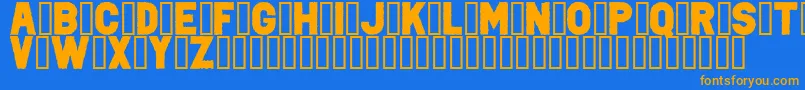 PunkRockColorFill-Schriftart – Orangefarbene Schriften auf blauem Hintergrund