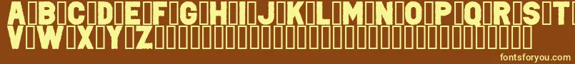 PunkRockColorFill-fontti – keltaiset fontit ruskealla taustalla