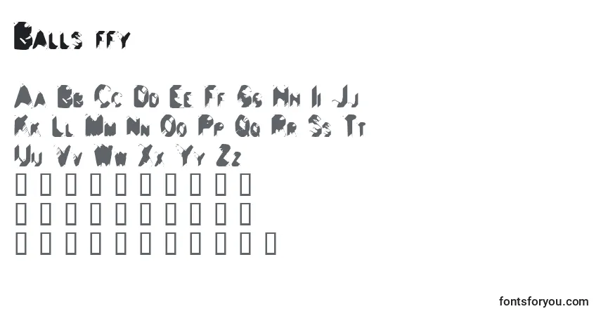 Czcionka Balls ffy – alfabet, cyfry, specjalne znaki