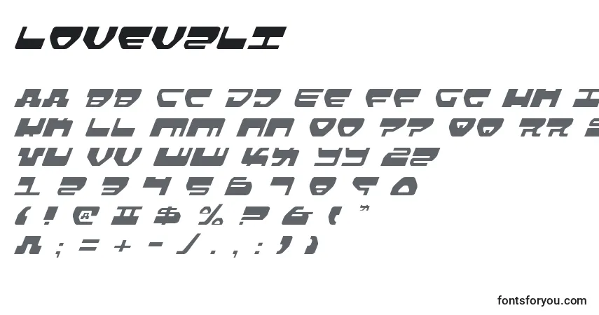 A fonte Lovev2li – alfabeto, números, caracteres especiais