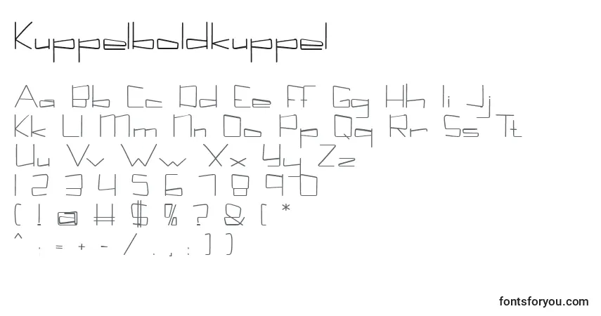 A fonte Kuppelboldkuppel – alfabeto, números, caracteres especiais