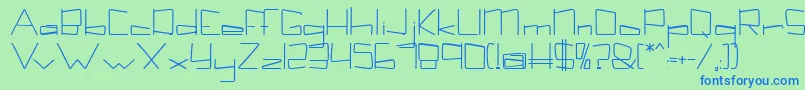Kuppelboldkuppel-Schriftart – Blaue Schriften auf grünem Hintergrund