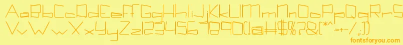 フォントKuppelboldkuppel – オレンジの文字が黄色の背景にあります。