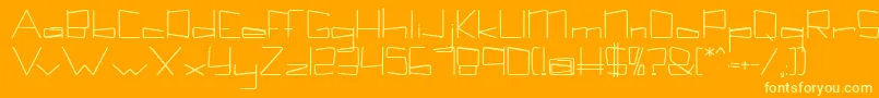 Kuppelboldkuppel-Schriftart – Gelbe Schriften auf orangefarbenem Hintergrund