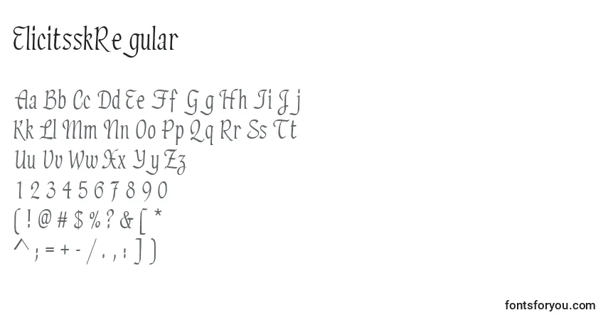Czcionka ElicitsskRegular – alfabet, cyfry, specjalne znaki