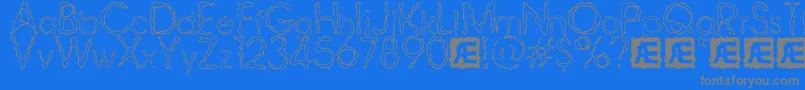 RavagedByYearsBrk-Schriftart – Graue Schriften auf blauem Hintergrund