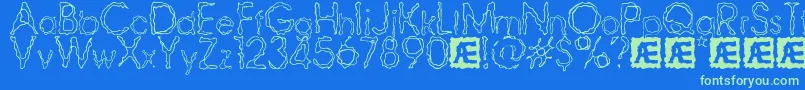 RavagedByYearsBrk Font – Green Fonts on Blue Background