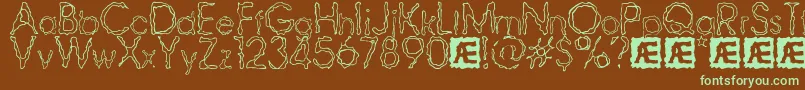 RavagedByYearsBrk Font – Green Fonts on Brown Background