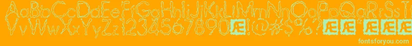 RavagedByYearsBrk Font – Green Fonts on Orange Background