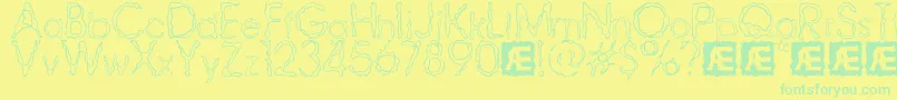 RavagedByYearsBrk Font – Green Fonts on Yellow Background