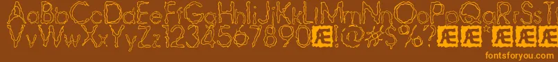 RavagedByYearsBrk Font – Orange Fonts on Brown Background