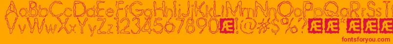 RavagedByYearsBrk Font – Red Fonts on Orange Background