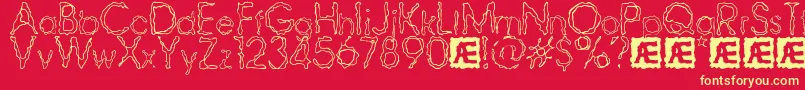 RavagedByYearsBrk Font – Yellow Fonts on Red Background