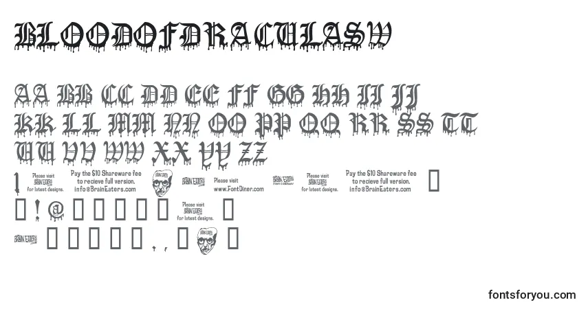 Schriftart BloodOfDraculasw – Alphabet, Zahlen, spezielle Symbole