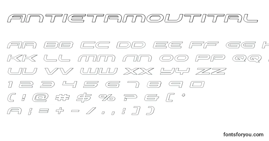 Czcionka Antietamoutital – alfabet, cyfry, specjalne znaki