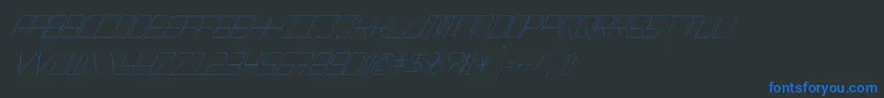 EpicenterThinitalic-fontti – siniset fontit mustalla taustalla
