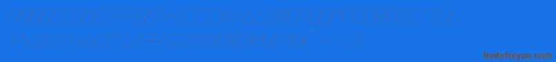 フォントEpicenterThinitalic – 茶色の文字が青い背景にあります。