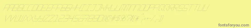EpicenterThinitalic-fontti – harmaat kirjasimet keltaisella taustalla