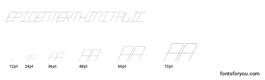 EpicenterThinitalic Font Sizes