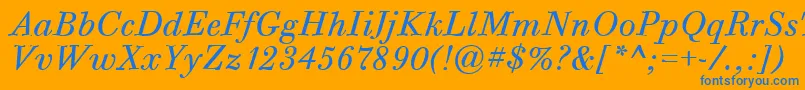 BodoniSixItcTtBookitalic Font – Blue Fonts on Orange Background