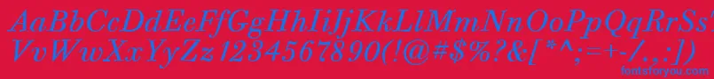 BodoniSixItcTtBookitalic Font – Blue Fonts on Red Background