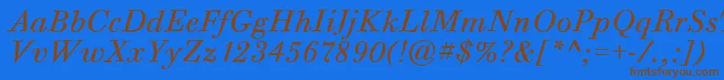 BodoniSixItcTtBookitalic Font – Brown Fonts on Blue Background