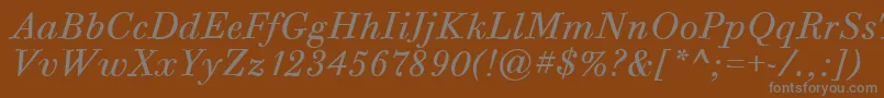 BodoniSixItcTtBookitalicフォントについての詳細 フォントBodoniSixItcTtBookitalic – 茶色の背景に灰色の文字