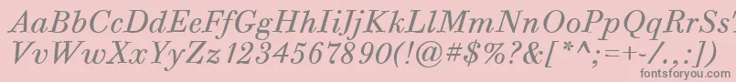 Fonte BodoniSixItcTtBookitalic – fontes cinzas em um fundo rosa