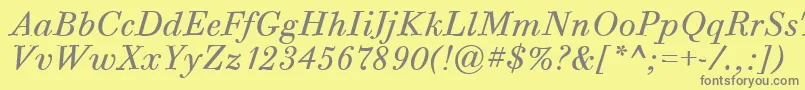 BodoniSixItcTtBookitalic-Schriftart – Graue Schriften auf gelbem Hintergrund