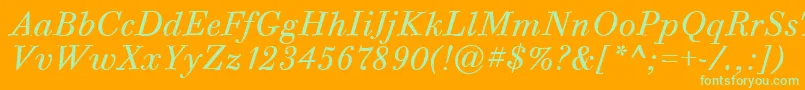 BodoniSixItcTtBookitalic Font – Green Fonts on Orange Background