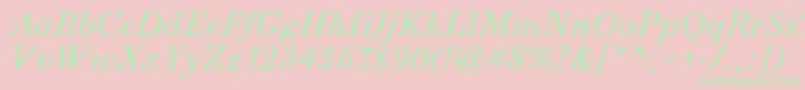 BodoniSixItcTtBookitalic-Schriftart – Grüne Schriften auf rosa Hintergrund