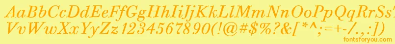 BodoniSixItcTtBookitalic Font – Orange Fonts on Yellow Background