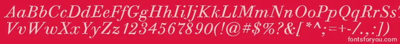 BodoniSixItcTtBookitalic Font – Pink Fonts on Red Background