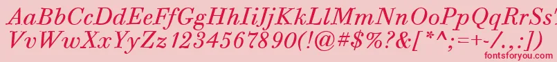 BodoniSixItcTtBookitalic Font – Red Fonts on Pink Background