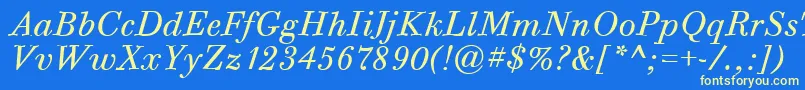 BodoniSixItcTtBookitalic Font – Yellow Fonts on Blue Background