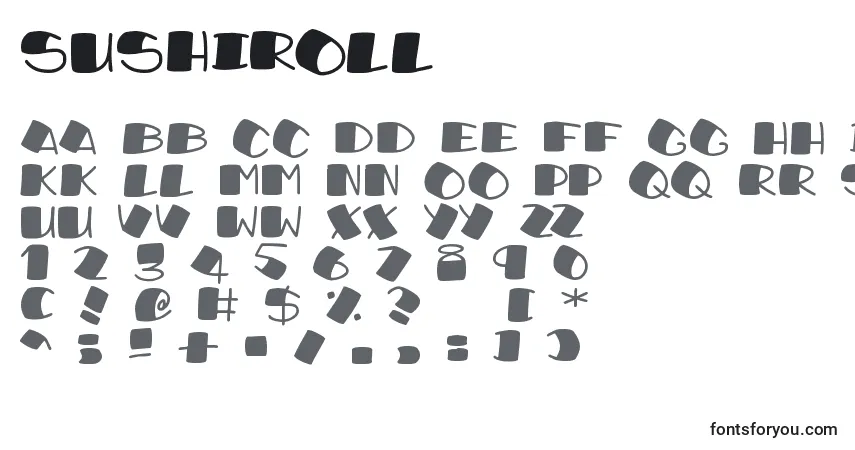 Schriftart SushiRoll (100078) – Alphabet, Zahlen, spezielle Symbole