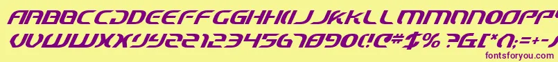 StarfighterCadetItalic Font – Purple Fonts on Yellow Background