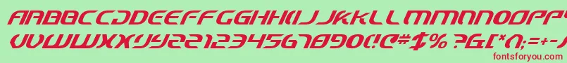 StarfighterCadetItalic Font – Red Fonts on Green Background