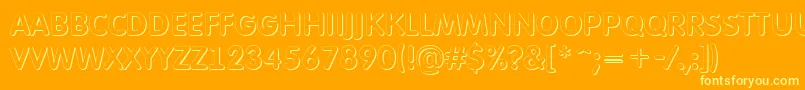 AFuturaroundtitulsh-Schriftart – Gelbe Schriften auf orangefarbenem Hintergrund