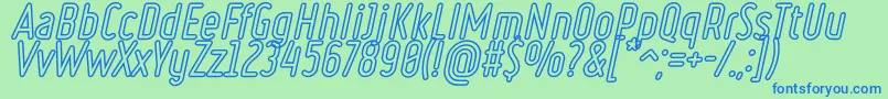 Fonte RulerVolumeOutline – fontes azuis em um fundo verde